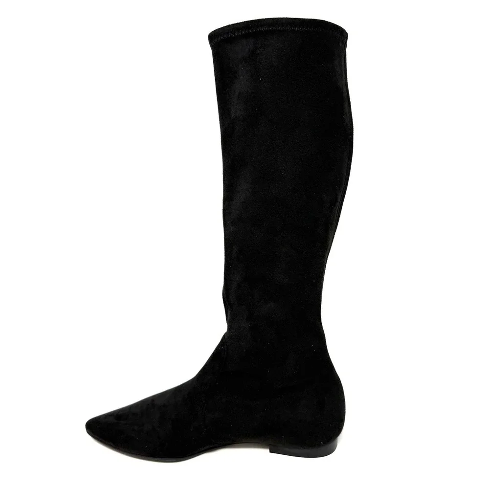 Jon Josef Merly Black Stretch Suede Pull On Knee-High‎ Boots 6 Pointed Toe